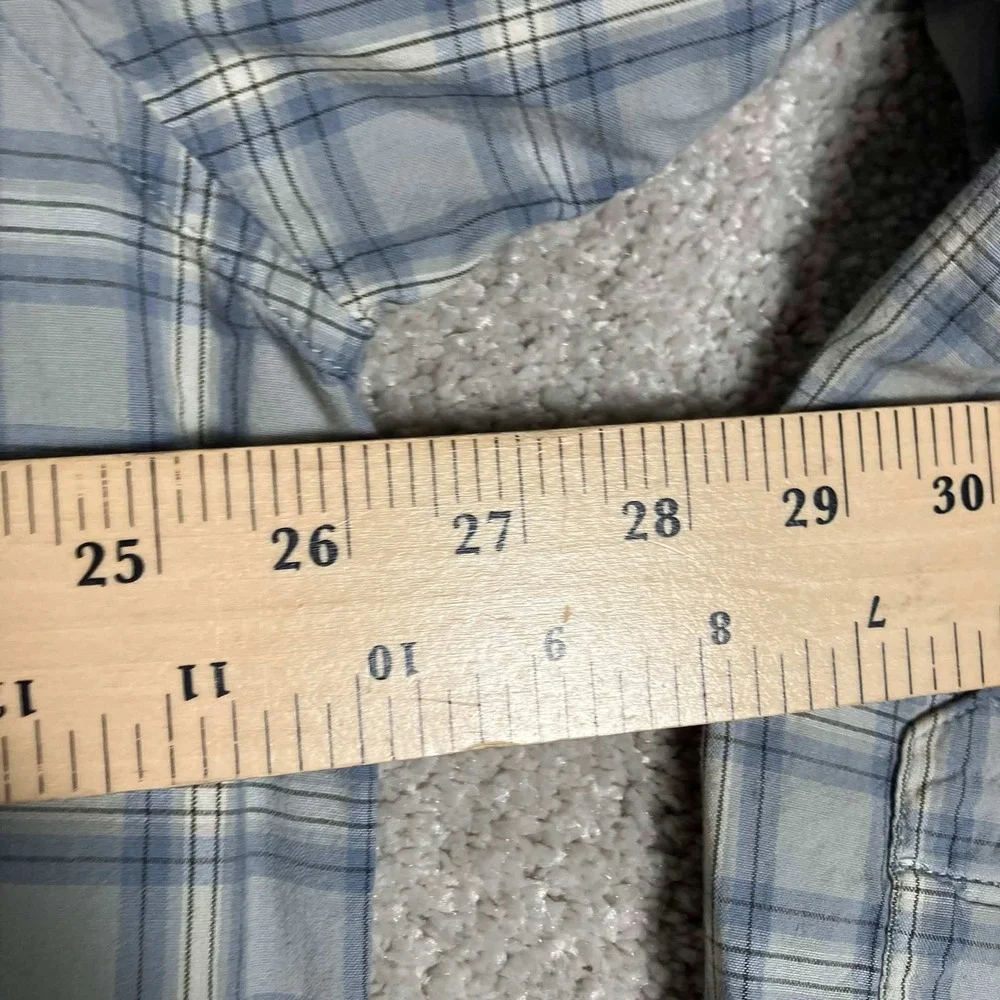 Vintage J. Crew Oarsman Shirt Mens XLT Blue Plaid Long Sleeve Cotton Distressed